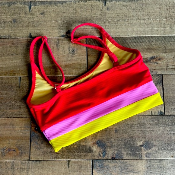 Free People / Beach Riot Eva Bikini Top | Medium | Red, Pink, Yellow - Picture 2 of 5